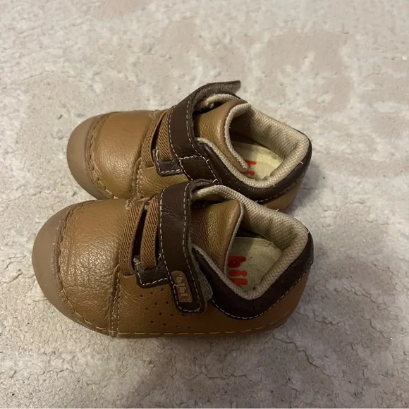 BiBi Tan and Brown Baby Walker Shoes Size 5.5 - Picture 2 of 9